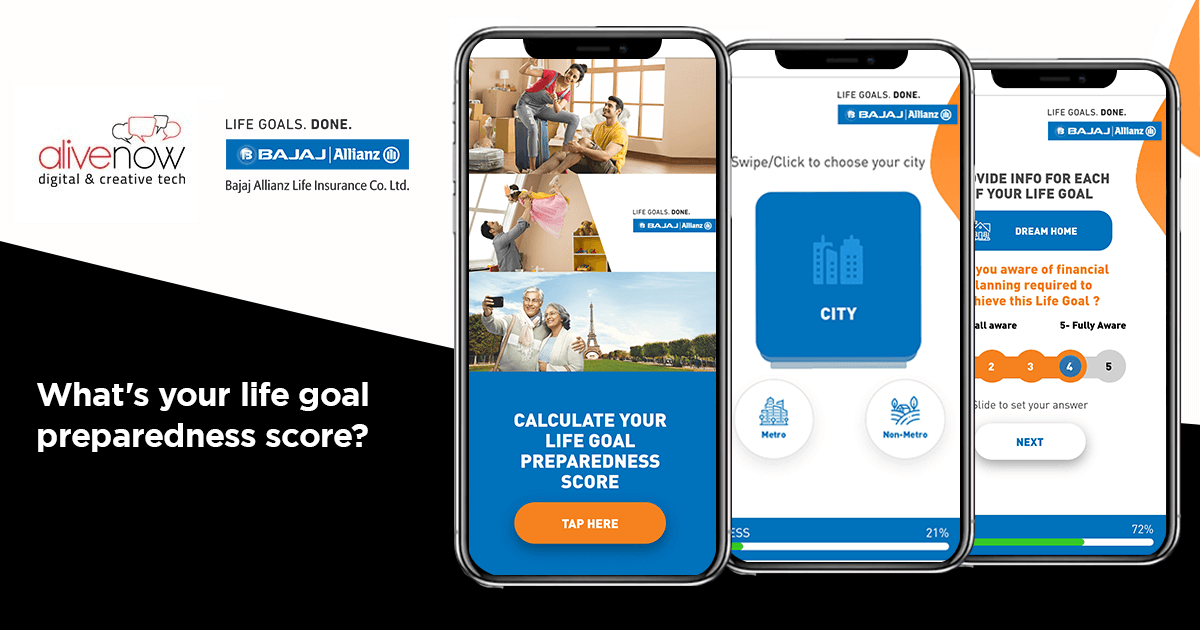 Bajaj Allianz Life Goal Preparedness Interactive Experience Designed &#038; Built by AliveNow’s Newsfeed SmartApps.